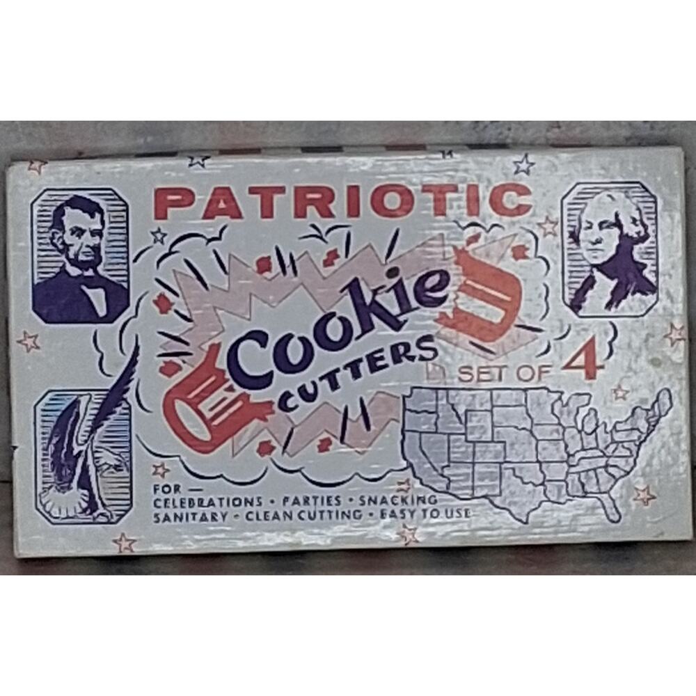 Vintage Patriotic Cookie Cutters Set of 4 in Original Box